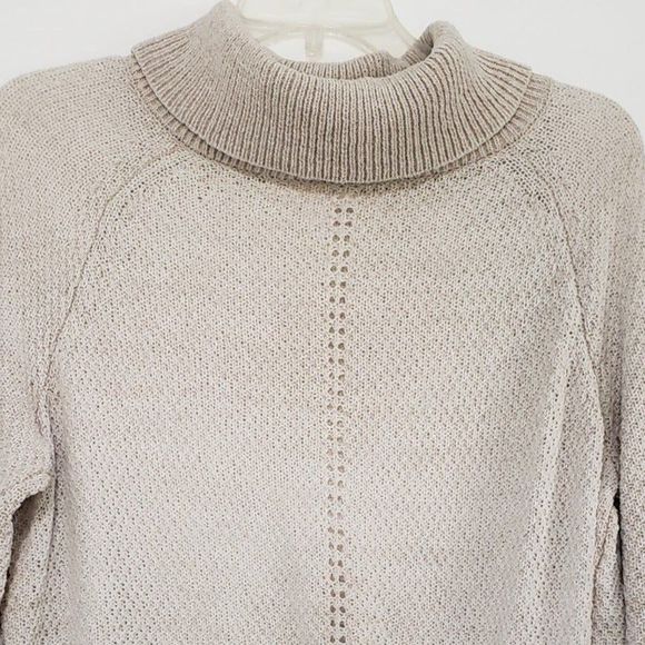 LC Lauren Conrad Soft Long Sleeve Cowl Neck Beige Sweater with Tie Hem, Medium - Picture 5 of 10